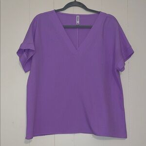 a new day Lavender V-Neck Short Sleeve Top